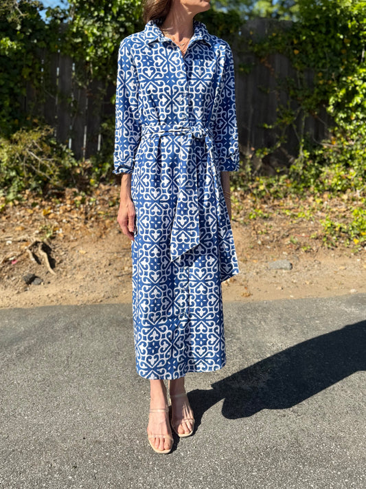 Russell Shirt Dress in blue/white by Fitzroy & Willa