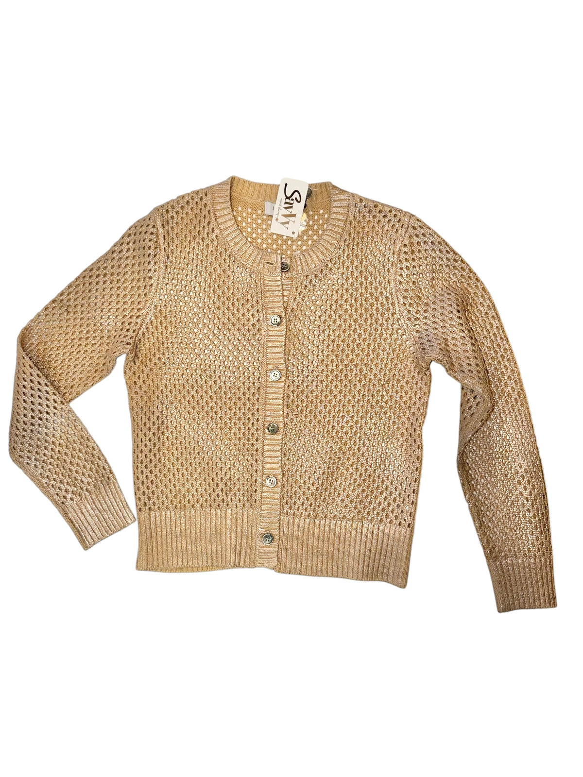 Open Stitch Crew Cardigan in champagne by J.Society