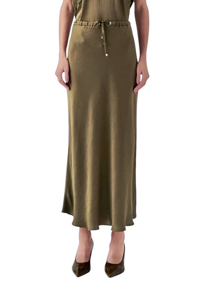 Liv Solid Slip Skirt in olive by Exquise