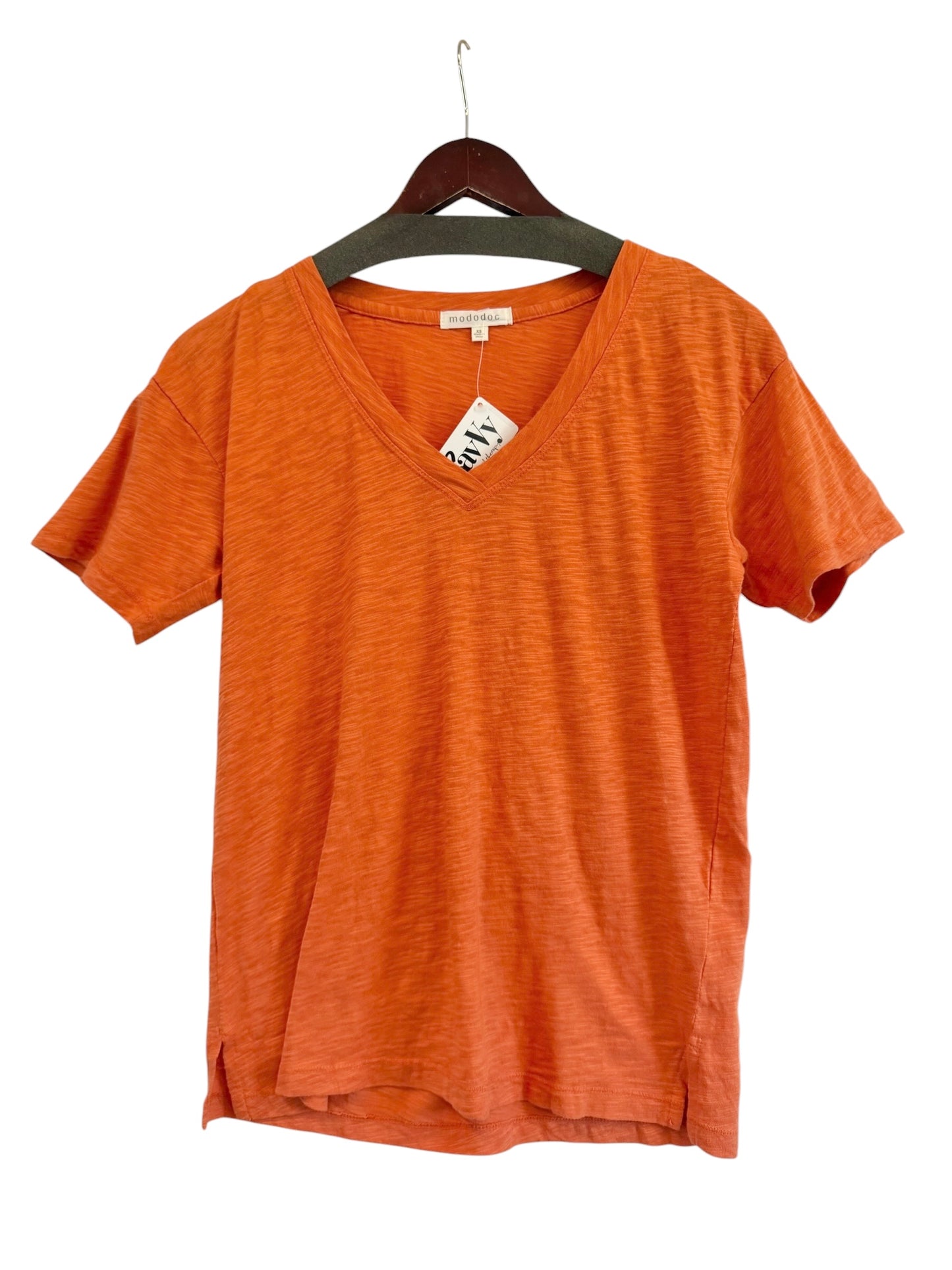 Short Sleeve V-Neck Boxy Tee in lunar bronze by Mododoc