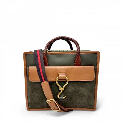 474 Holdall Bag in olive suede by Kempton
