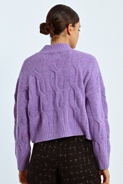Textured Turtleneck Sweater in mauve by Molly Bracken