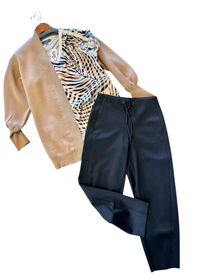 Desi Neoprene Barrel Joggers in black by Lysse