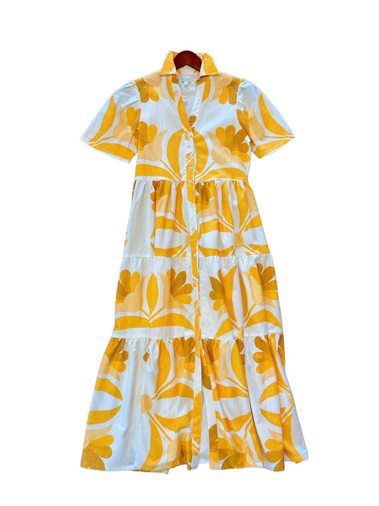 Cindi Floral Printed Dress in yellow by WKND