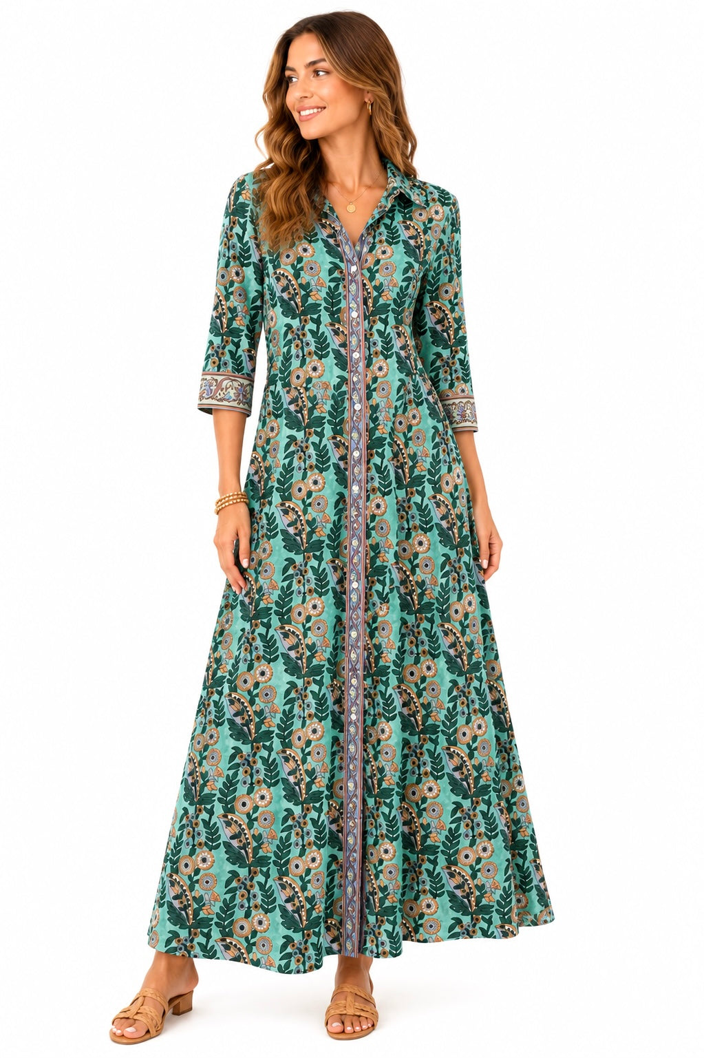 Kate Shirtdress in stalk floral print by La Plage