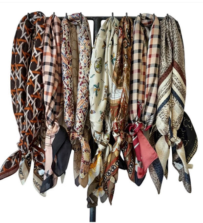 Buckle Print Bandana Scarf in white