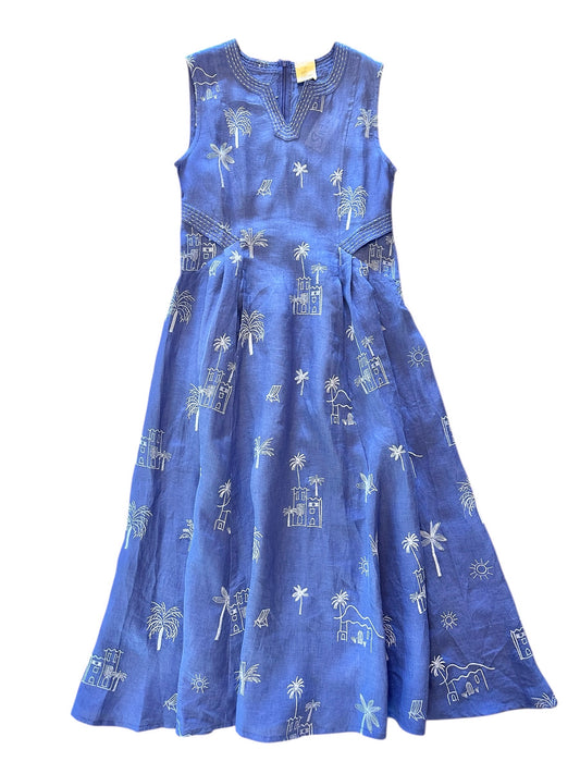 All Spice Dress with Village Embroidery in blue by Nimo