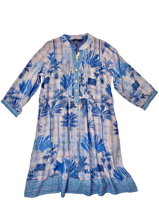 Maye Elephant Palm Dress in periwinkle/blues by La Plage