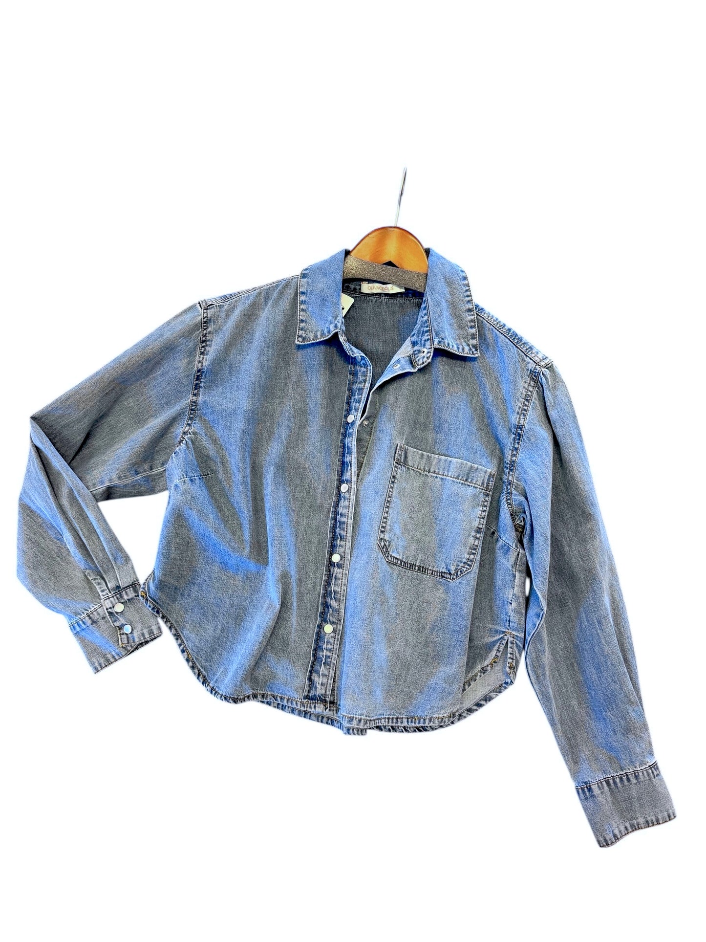 Kelly Button Up Shirt in denim by Olivaceous