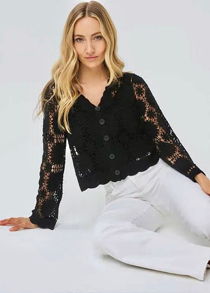 Crochet Cardigan in black by Esqualo