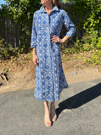 Russell Shirt Dress in blue/white by Fitzroy & Willa