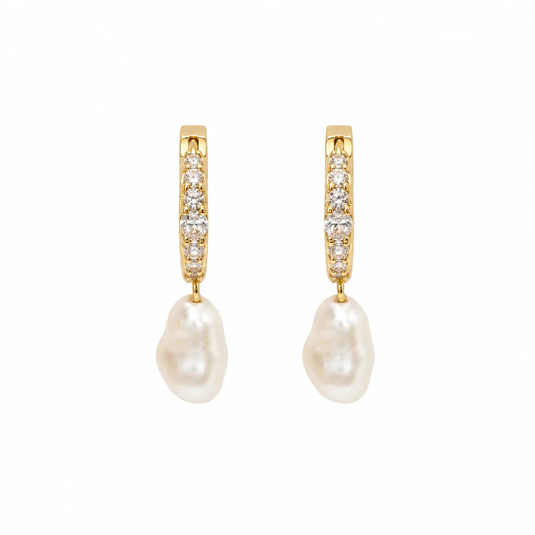 Diamonds and Pearls Huggie Hoops in gold by Splash