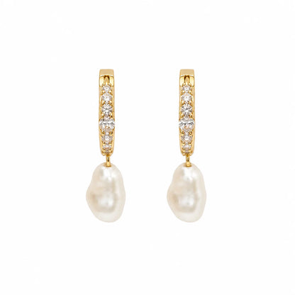 Diamonds and Pearls Huggie Hoops in gold by Splash