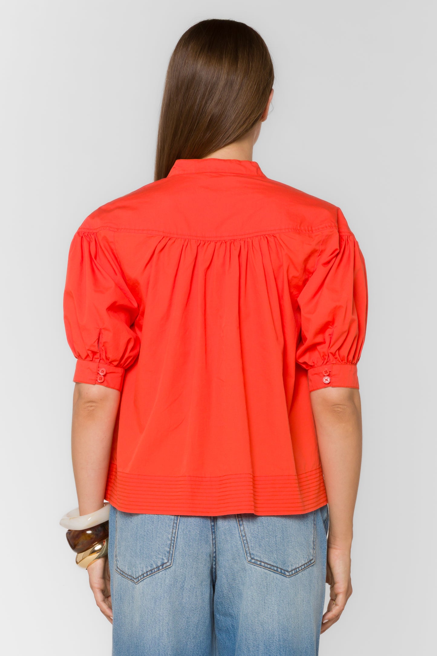 Dory Poplin Top in spicy orange by Velvet Heart