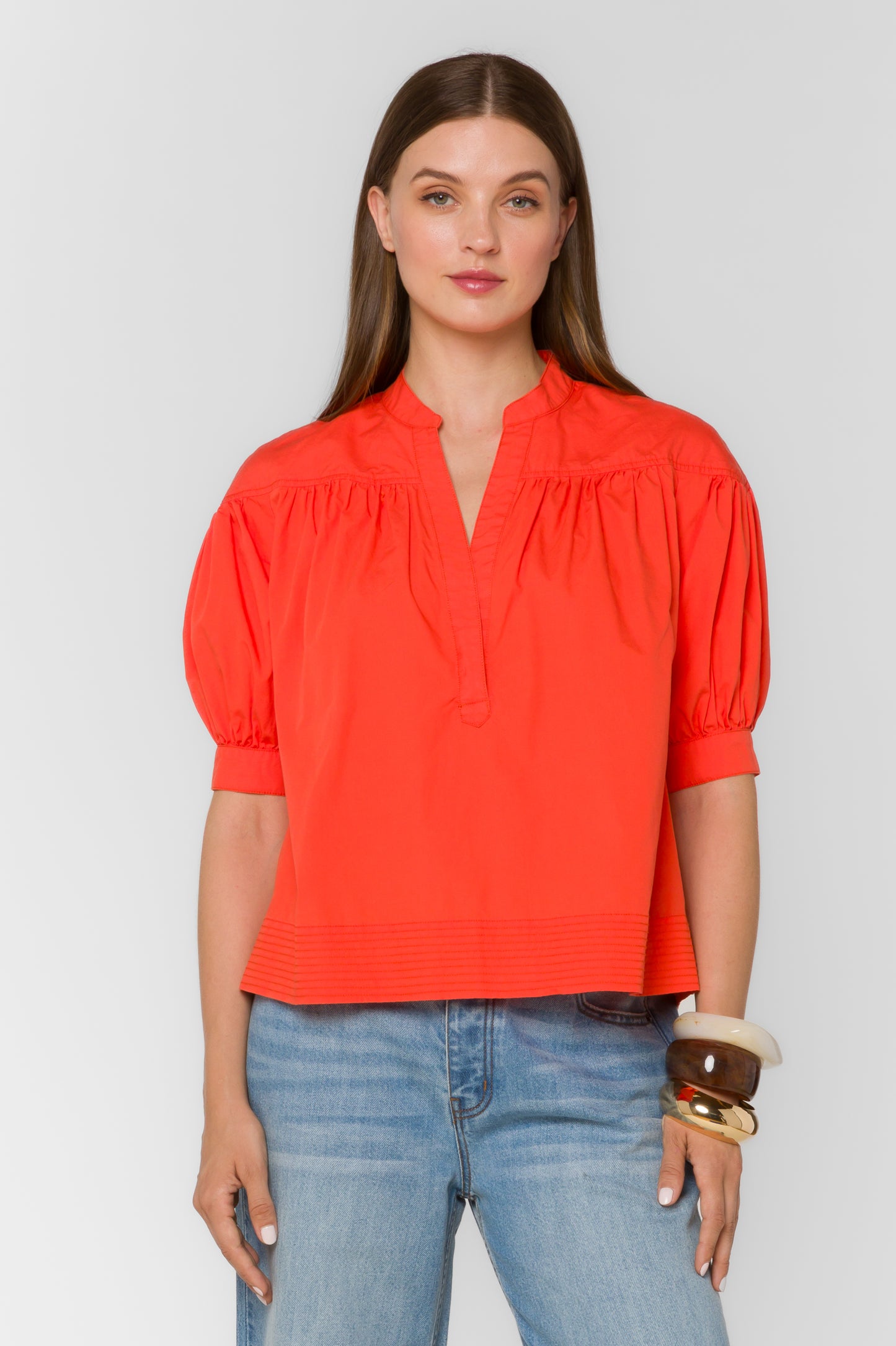 Dory Poplin Top in spicy orange by Velvet Heart