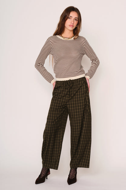 Cori Top in cocoa ivory stripe by dRA