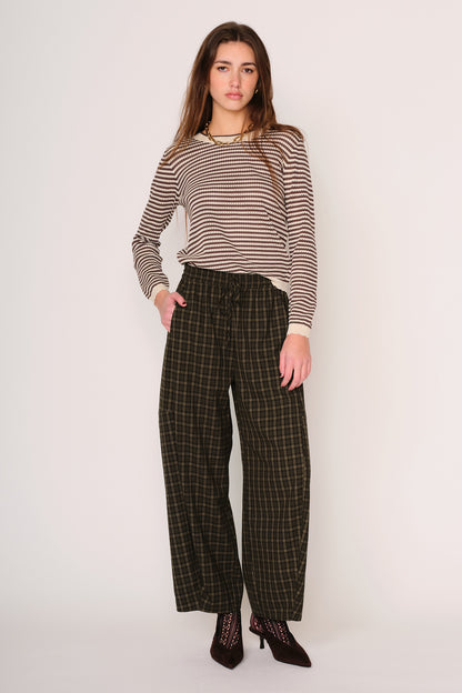 Cori Top in cocoa ivory stripe by dRA