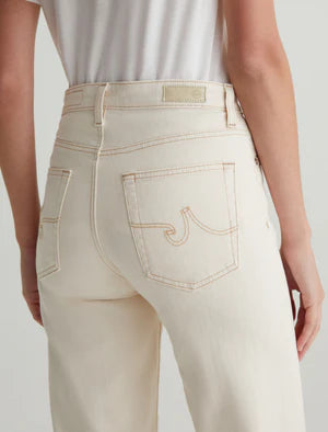Saige High Rise Wide Leg Crop in white oat by AG