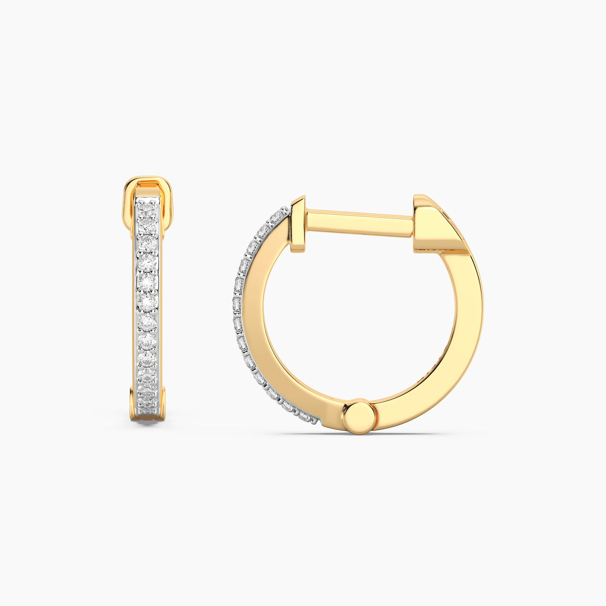Small Classic Pave Diamond Huggie Earring in gold by Ella Stein