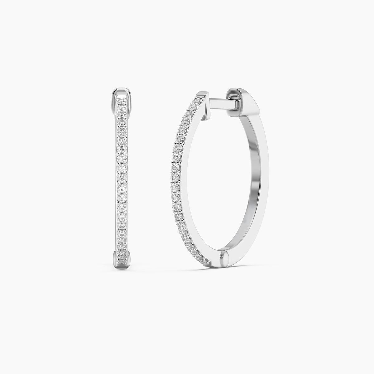 Large Classic Pave Diamond Huggie Earring in silver by Ella Stein