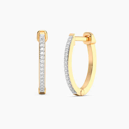 Slim Medium Pave Diamond Huggie Earring in gold by Ella Stein