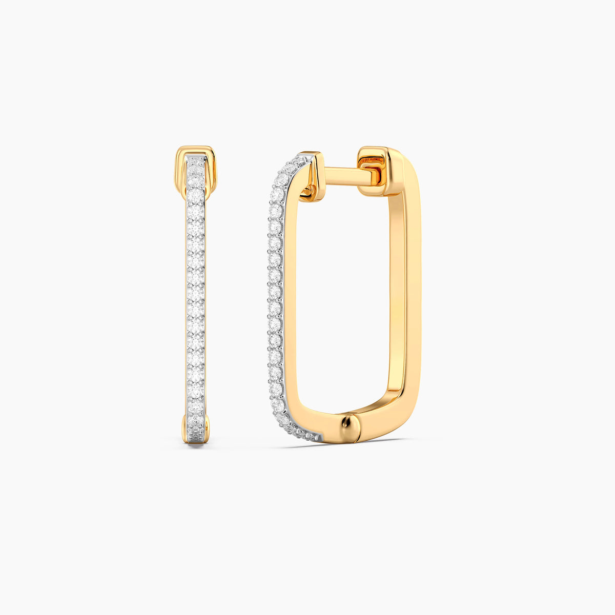 Large Square Classic Huggie Earring in gold by Ella Stein