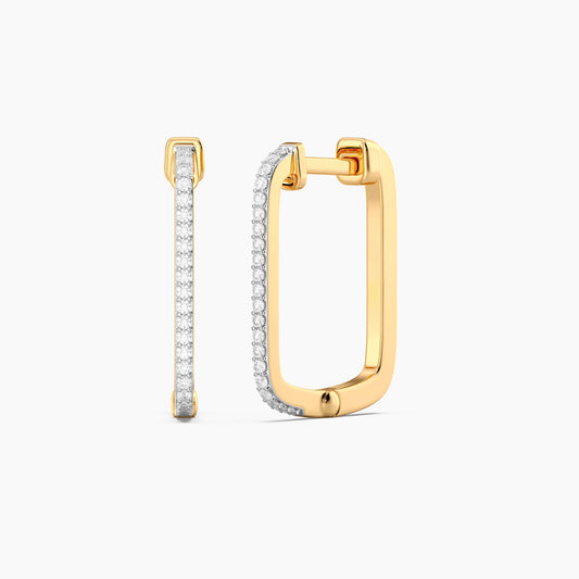 Large Square Classic Huggie Earring in gold by Ella Stein