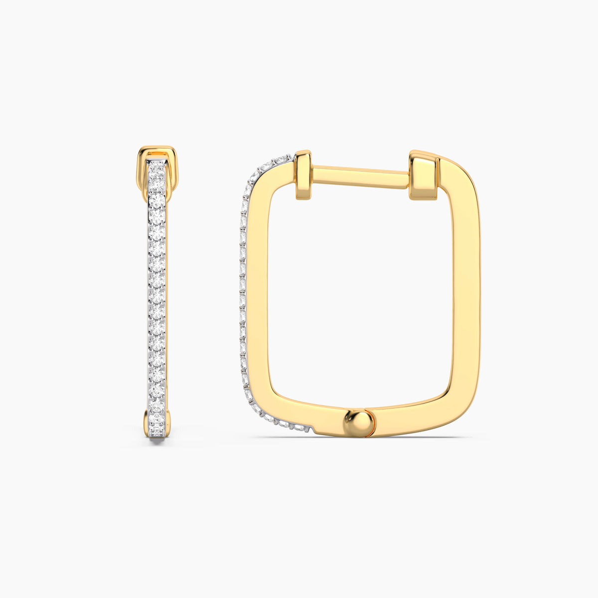 Large Square Classic Huggie Earring in gold by Ella Stein