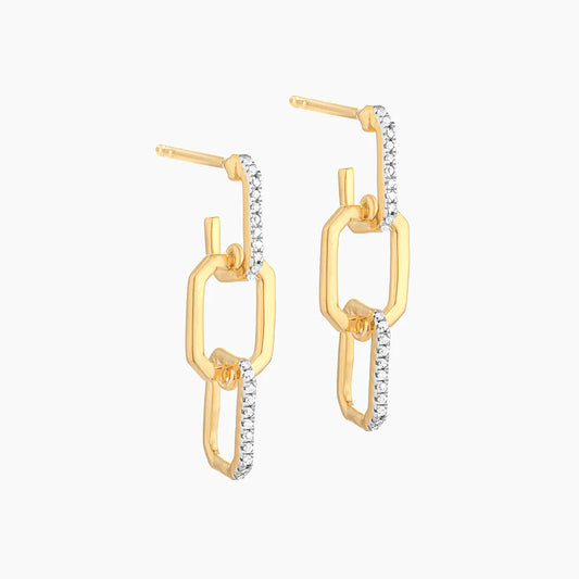 Trio Link Drop Earrings in gold by Ella Stein