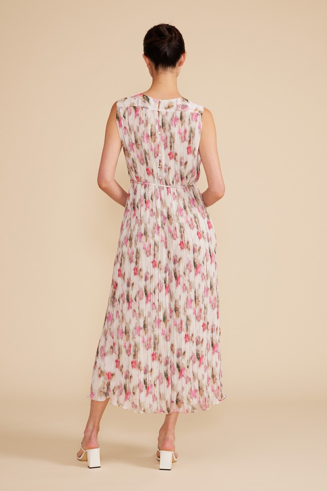 Augusta Midi Dress in white floral by Lucy Paris