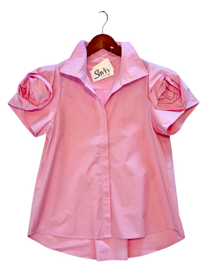 Short Sleeve Button Up in peony by Psophia