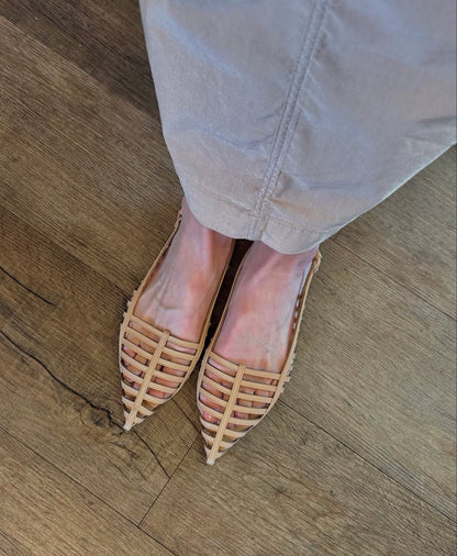Kara Caged Slingback Flat in cru by Carrano
