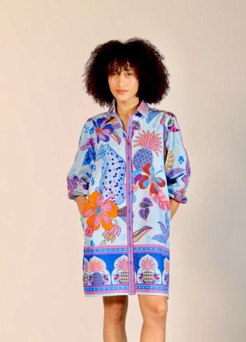 Ava Dress in azure safari by Maude Vivante