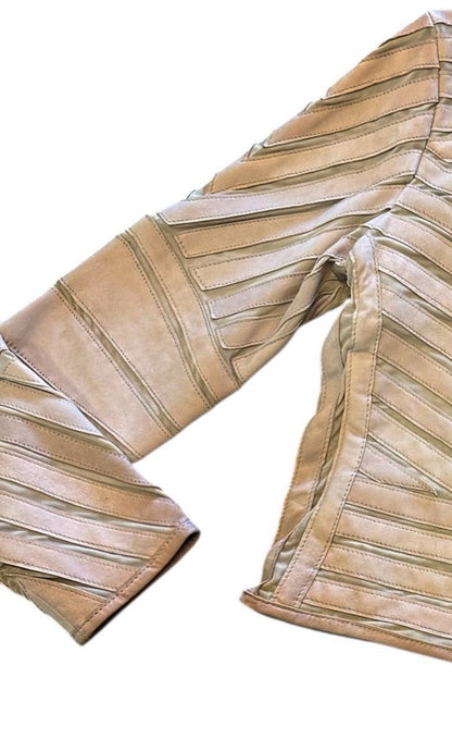 Yva RF Leather Jacket in beige by Mauritius