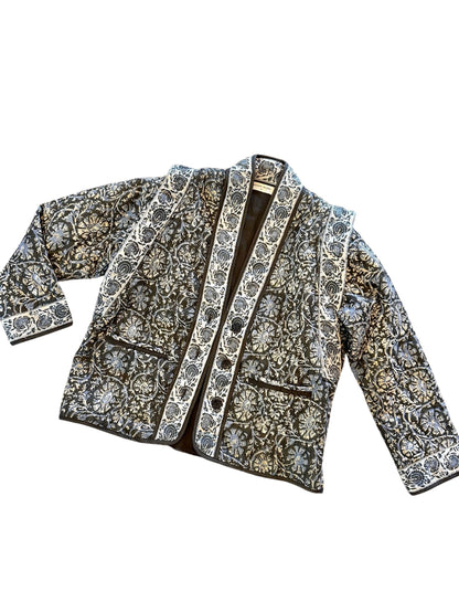 Sugata Quilted Jacket in madurai blue orchid by Maison Hotel