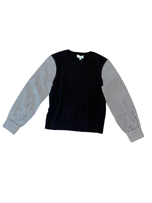 Long Sleeve Sweater with Stripe Sleeve in black by J.Society