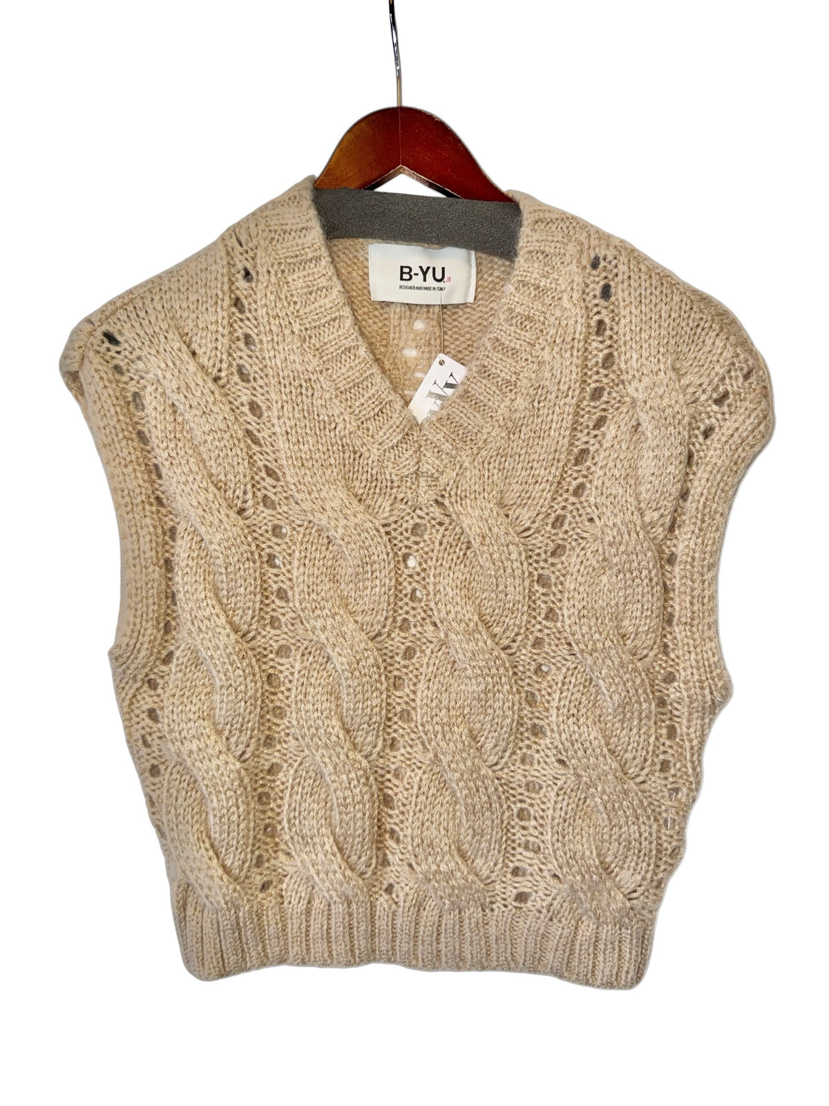 Crochet Vest in beige by B-YU