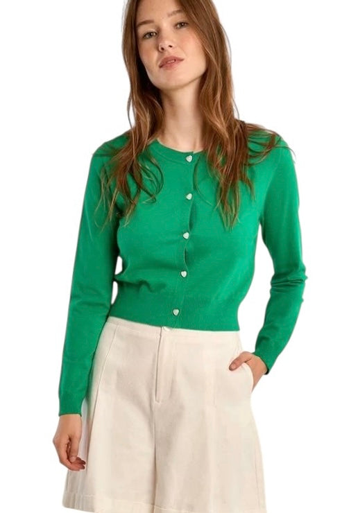 Basic Button Up Cardigan in green by Molly Bracken