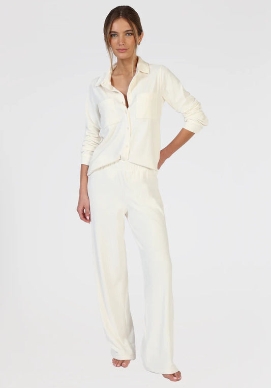 Elevated Rib Wide Leg Pant in ivory by Dylan