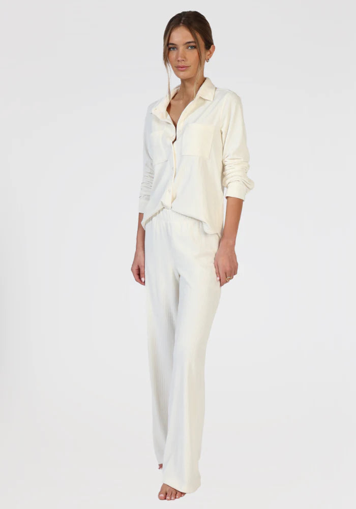 Elevated Rib Wide Leg Pant in ivory by Dylan