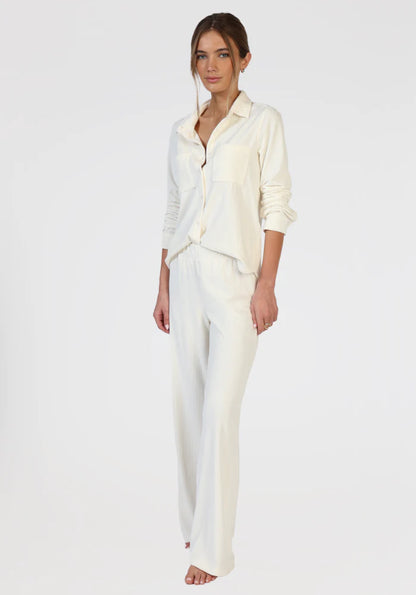 Elevated Rib Wide Leg Pant in ivory by Dylan