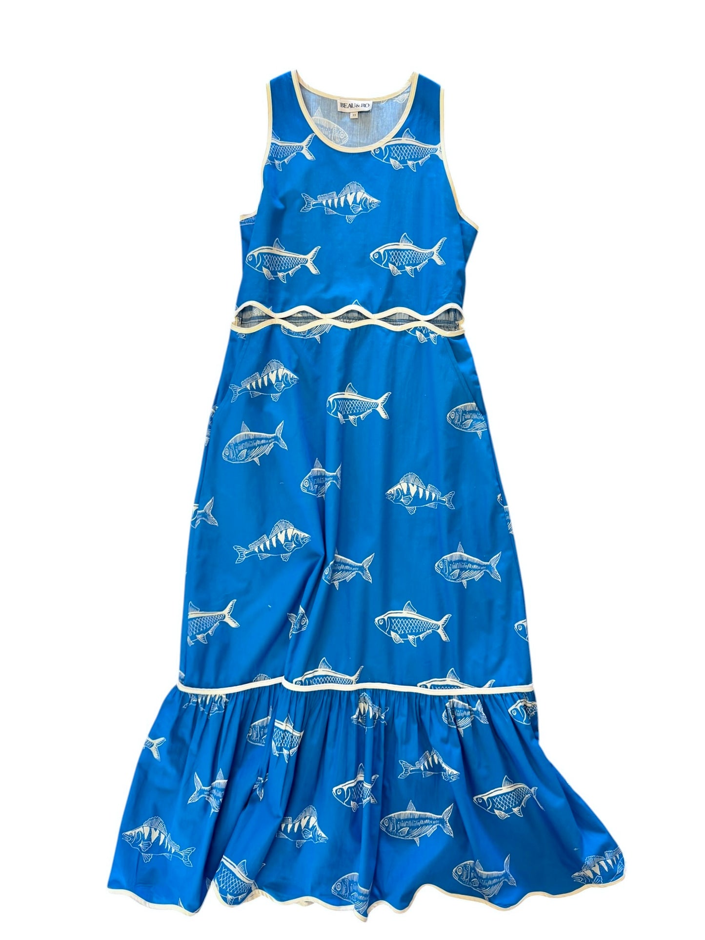 Lina Fish Print Dress in blue by Beau & Ro