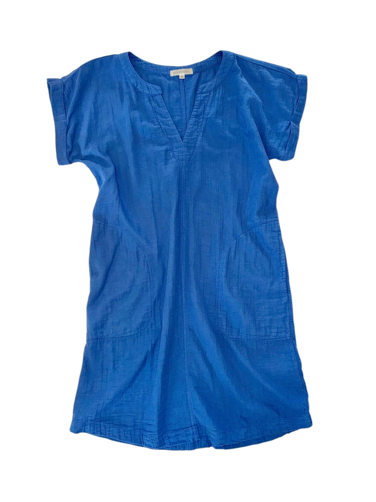 Roll Up Short Dolman Sleeve Shirt Dress in tanzanite gleam by Mododoc