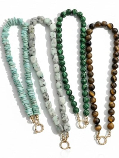 Charm Bar-Gemstone Beaded Necklace in brown by Farrah B