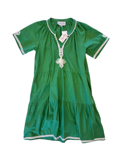 Flora Short Sleeved Tiered Dress in green by Rose & Rose