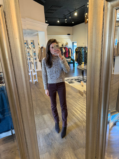 Mari High Rise Slim Straight Crop in coffee bean by AG