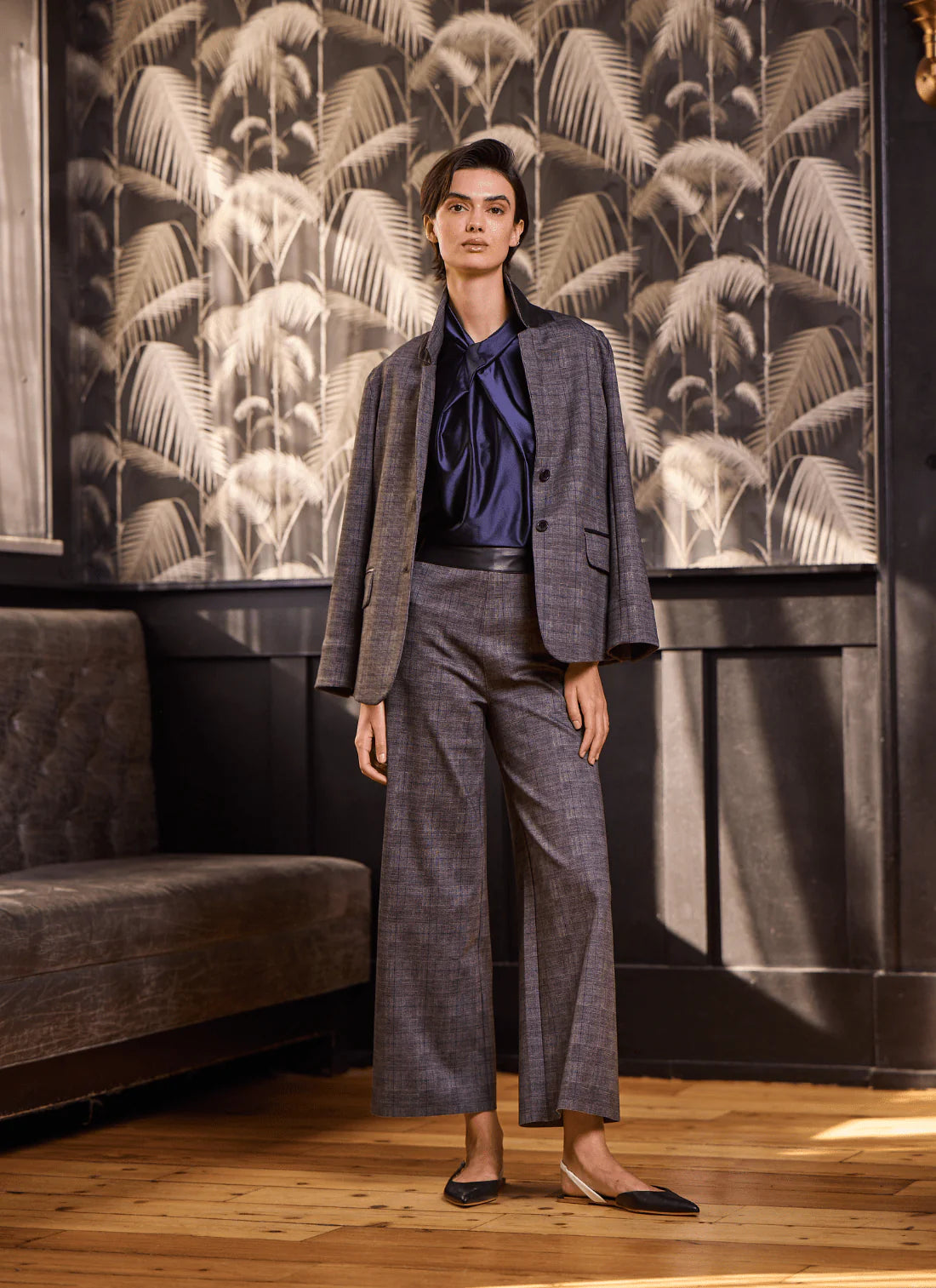 Everest Ponte Blazer in charcoal glen plaid by Lysse