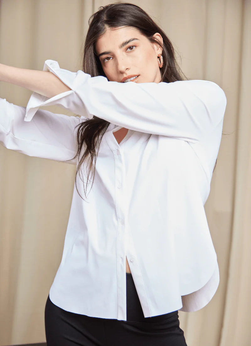 Connie Slim Button Down Blouse in white by Lysse