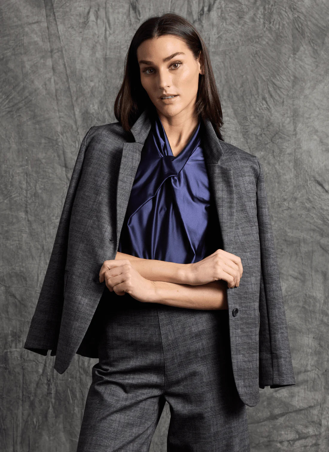 Everest Ponte Blazer in charcoal glen plaid by Lysse