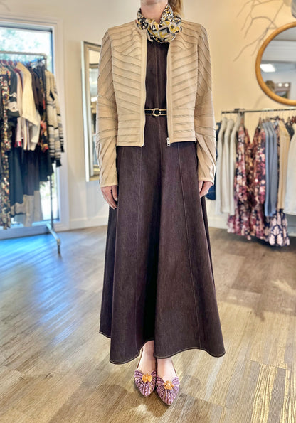 Yva RF Leather Jacket in beige by Mauritius